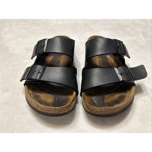 Birkenstock Sandals Women’s Size 38 US 7.5 Arizona Leather Cork Buckle Slip On - Picture 1 of 7